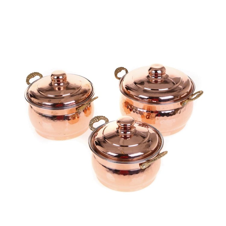 Cobper Premium Collection Bakır Mini Güveç 3'lü Tencere Seti