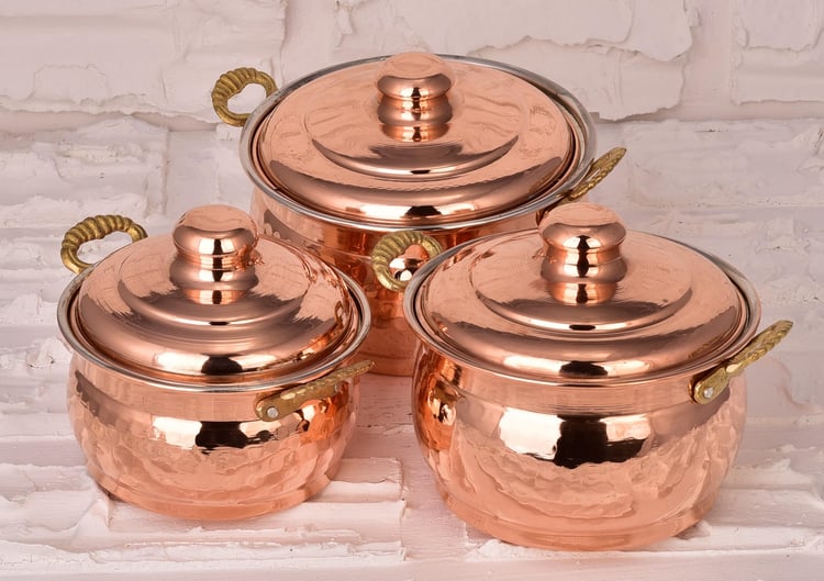 Cobper Premium Collection Bakır Mini Güveç 3'lü Tencere Seti