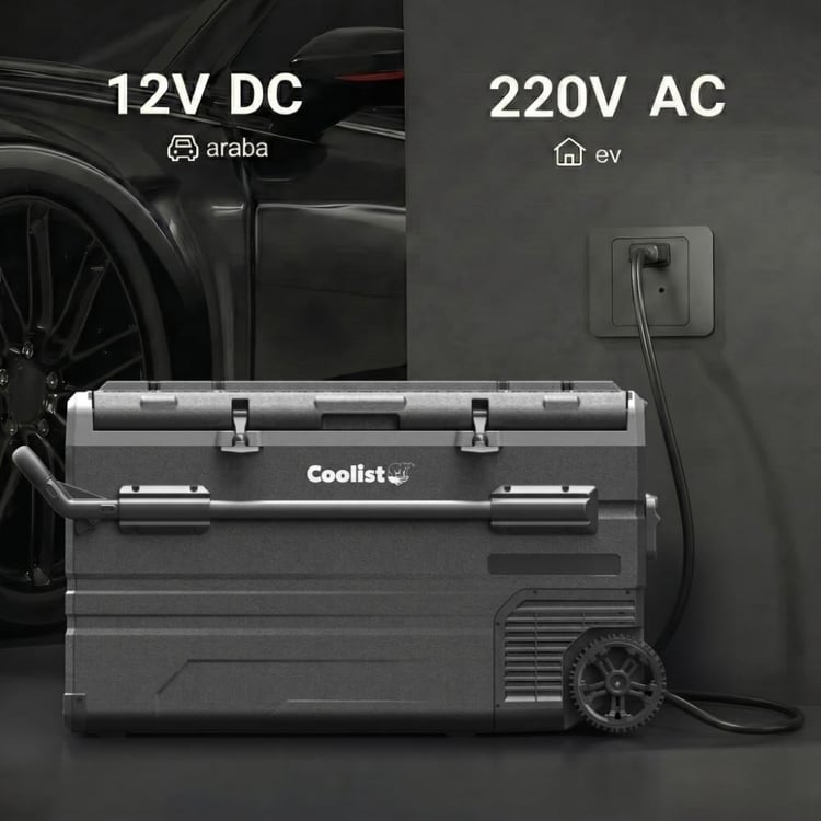 Coolist CLK120W 12/24V 220Volt 114 Litre Tek Bölmeli Tekerlekli Outdoor Kompresörlü Oto Buzdolabı/Dondurucu