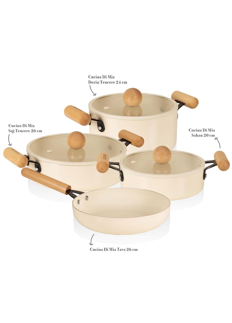 Cucina Di Mia İndüksiyon Tabanlı Seramik Tencere Tava Seti 7 Parça