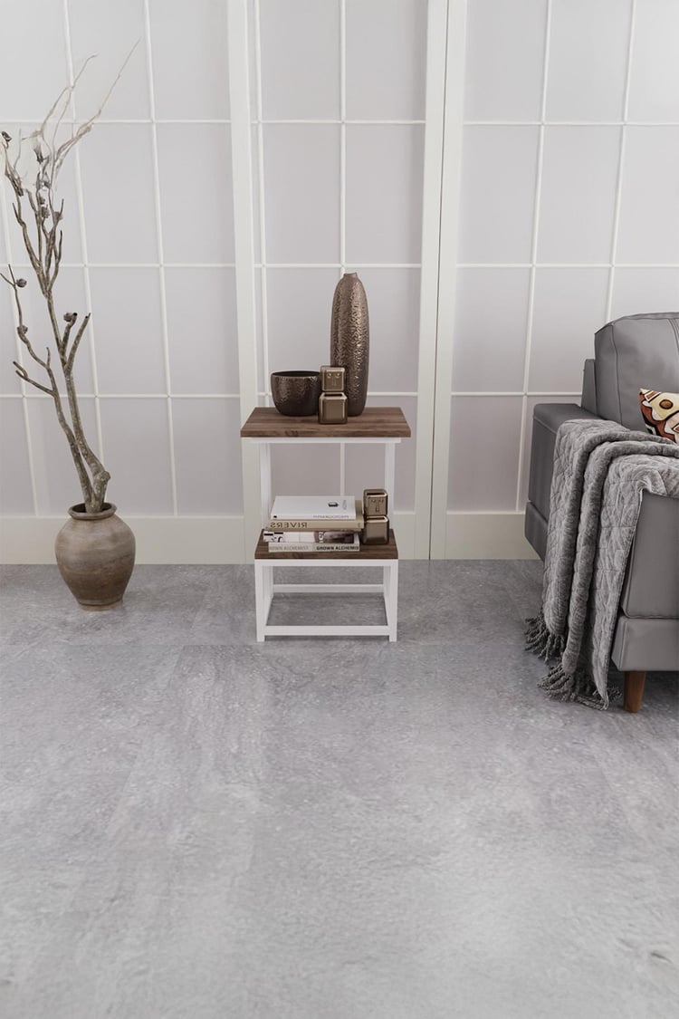 Deconode Authentic 2 Katlı Yan Sehpa Beyaz-Kahverengi DN1040BK