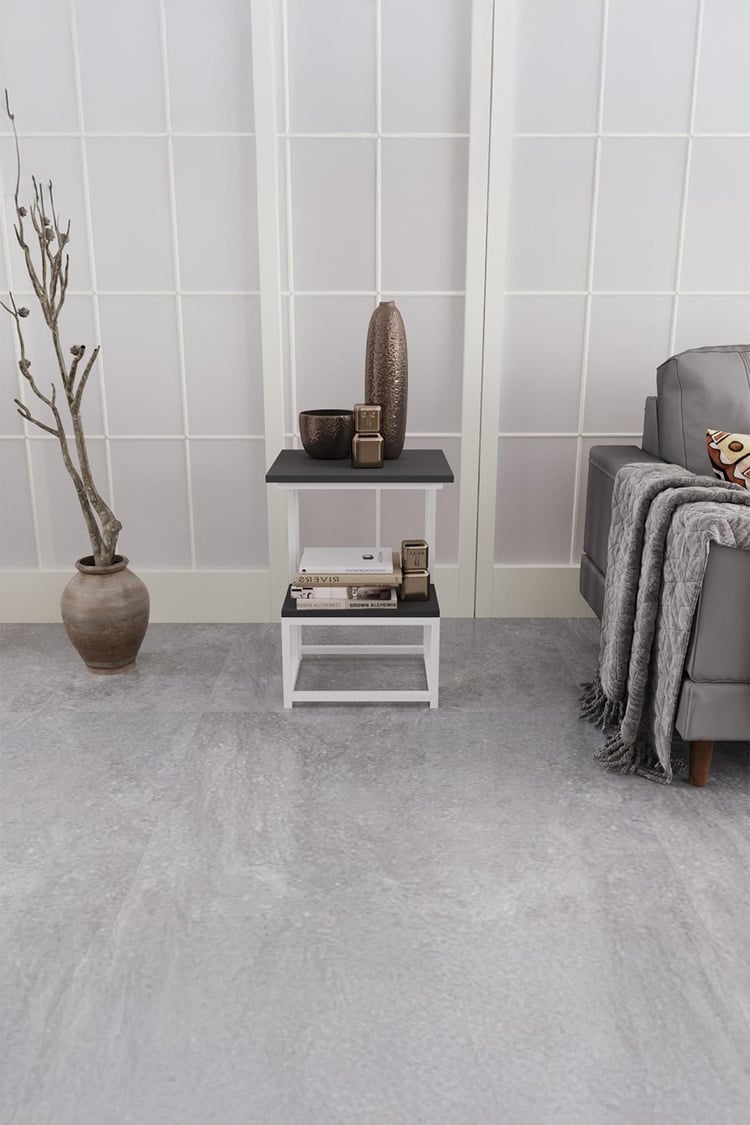 Deconode Authentic 2 Katlı Yan Sehpa Beyaz-Antrasit DN1040BA