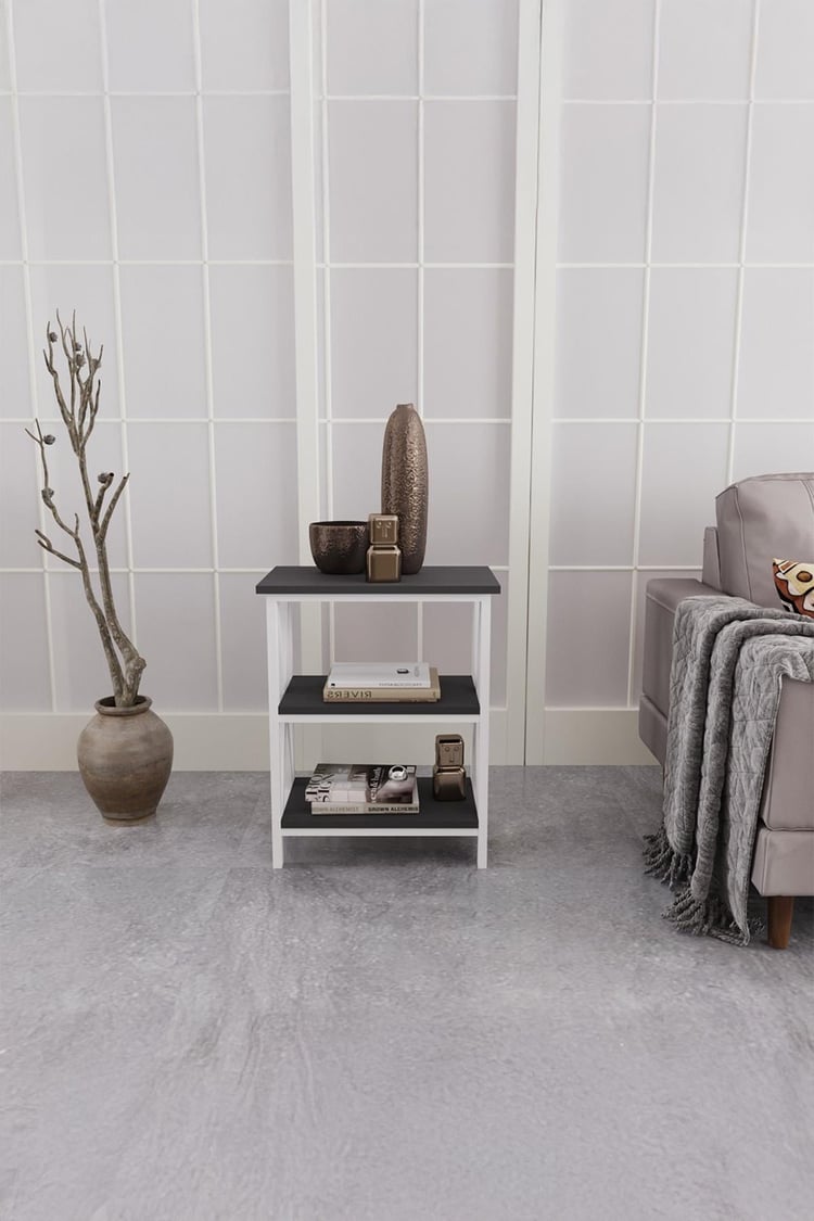 Deconode Classy Yan Sehpa Beyaz-Antrasit DN1048BA