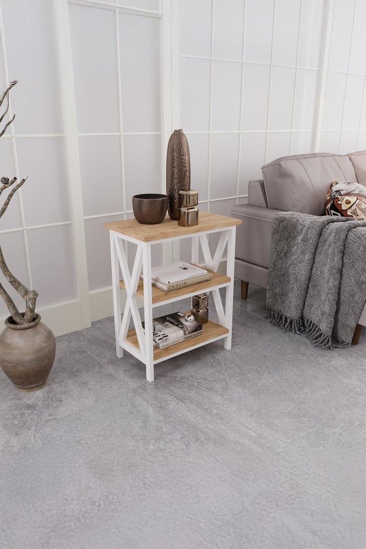 Deconode Classy Yan Sehpa Beyaz-Çam DN1048BÇ