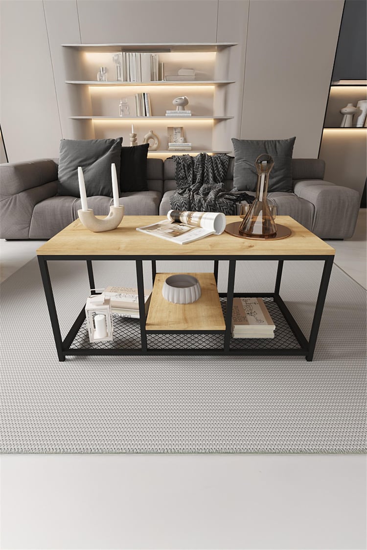 Deconode Cross Orta Sehpa Siyah-Çam DN1038SÇ