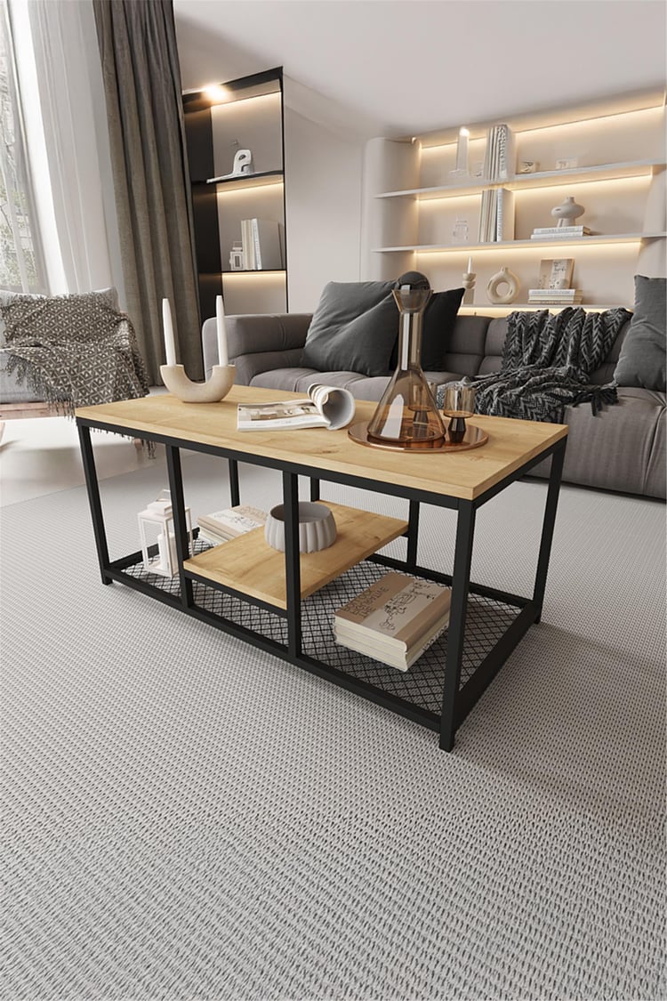 Deconode Cross Orta Sehpa Siyah-Çam DN1038SÇ
