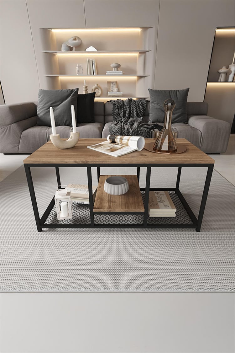 Deconode Cross Orta Sehpa Siyah-Kahverengi DN1038SK