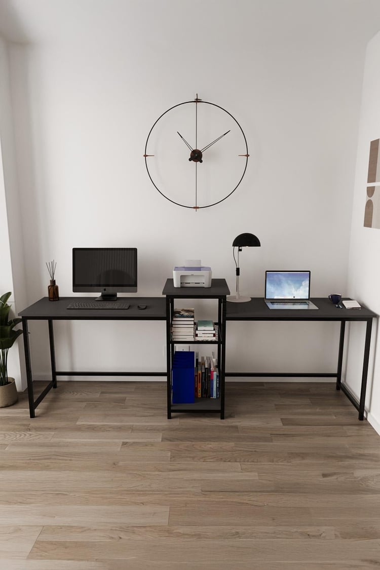 Deconode Duodesk 2 Kişilik Çalışma Masası Siyah-Antrasit DN1144SA