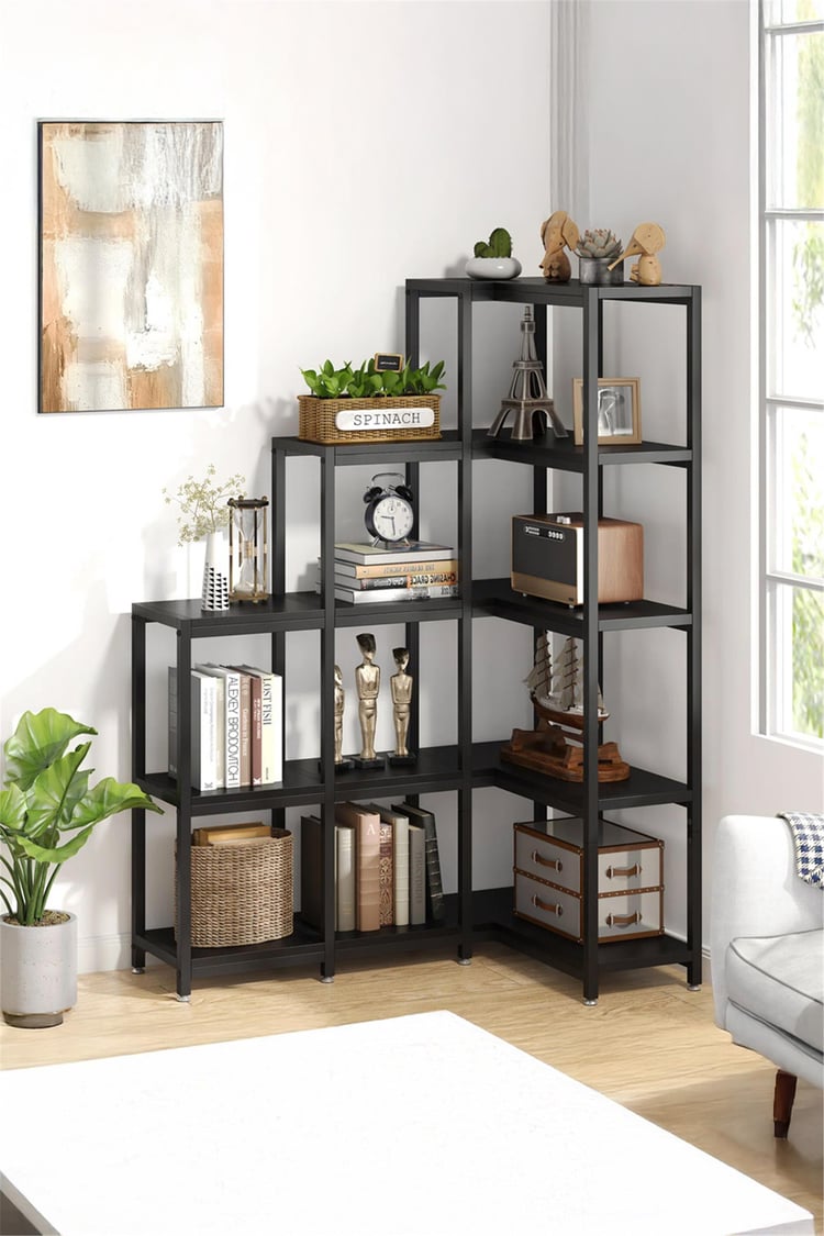 Deconode Edge Köşe Kitaplık Siyah-Antrasit DN1049SA