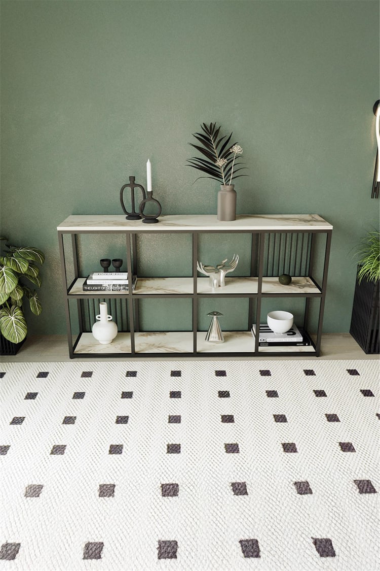 Deconode Eleganza Konsol Siyah- Beyaz Mermer DN1076SBM