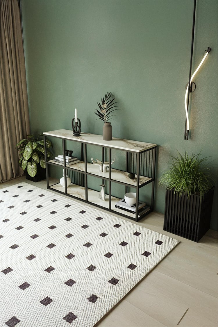 Deconode Eleganza Konsol Siyah- Beyaz Mermer DN1076SBM