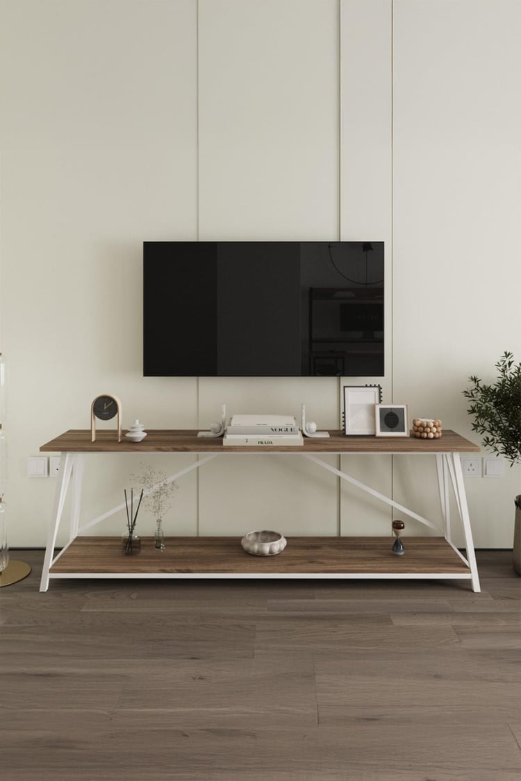 Deconode Horizon Konsol Beyaz-Kahverengi DN1062BK