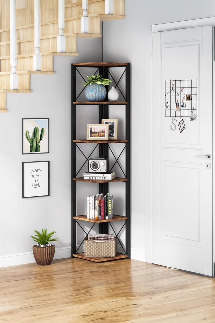 Deconode Logan 5 Katlı Köşe Kitaplık Beyaz- Beyaz DN1127BB