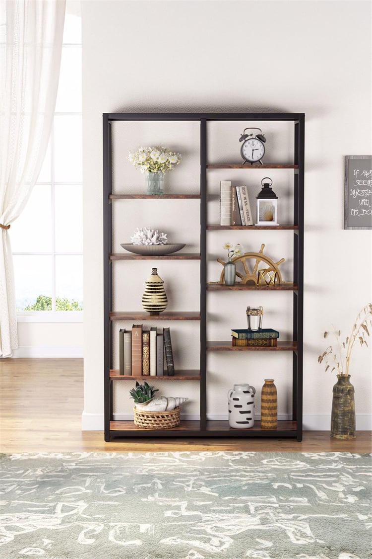 Deconode Lumina 10 Bölmeli Kitaplık Siyah-Kahverengi DN1065SK