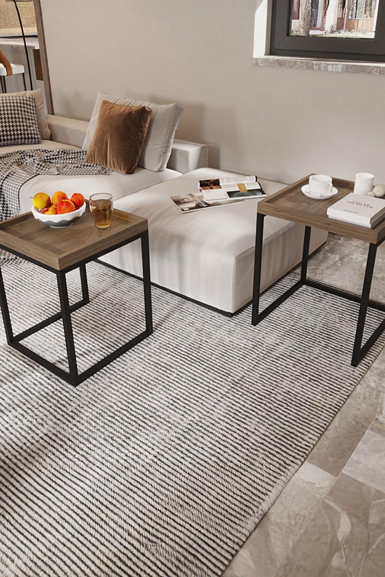 Deconode Mira Tepsili Sehpa Seti Siyah-Kahverengi