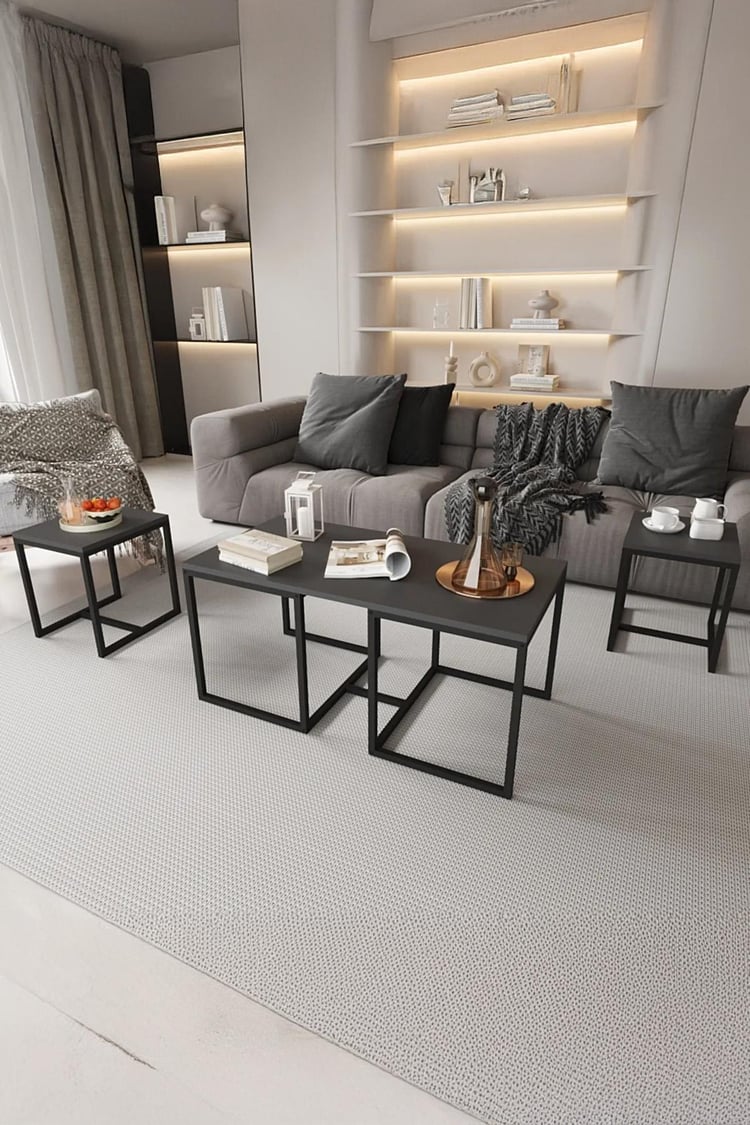 Deconode Nest 2+1 Sehpa Seti Siyah-Antrasit DN1160SA