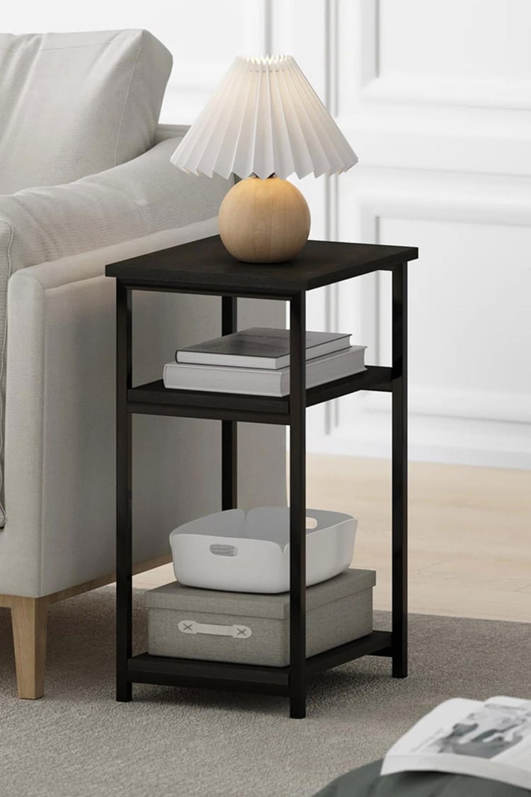 Deconode Nish 3 Raflı Yan Sehpa Siyah-Antrasit DN1046SA