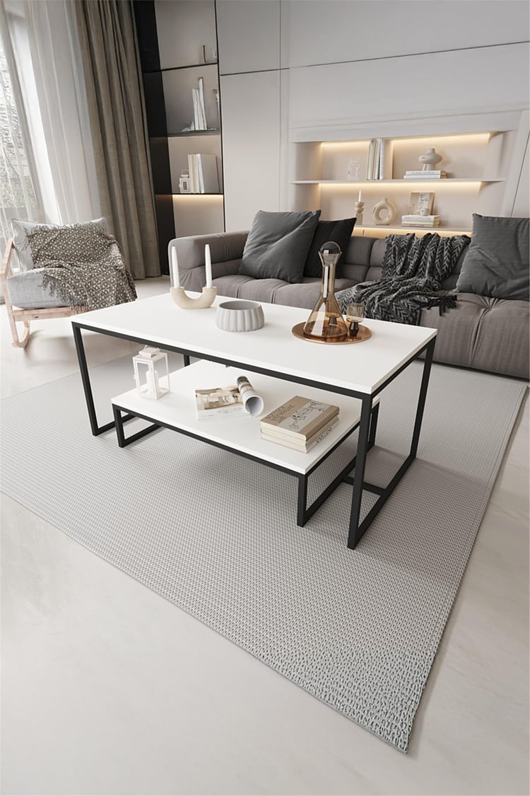 Deconode Olympus Orta Sehpa  Siyah- Beyaz DN1101SB
