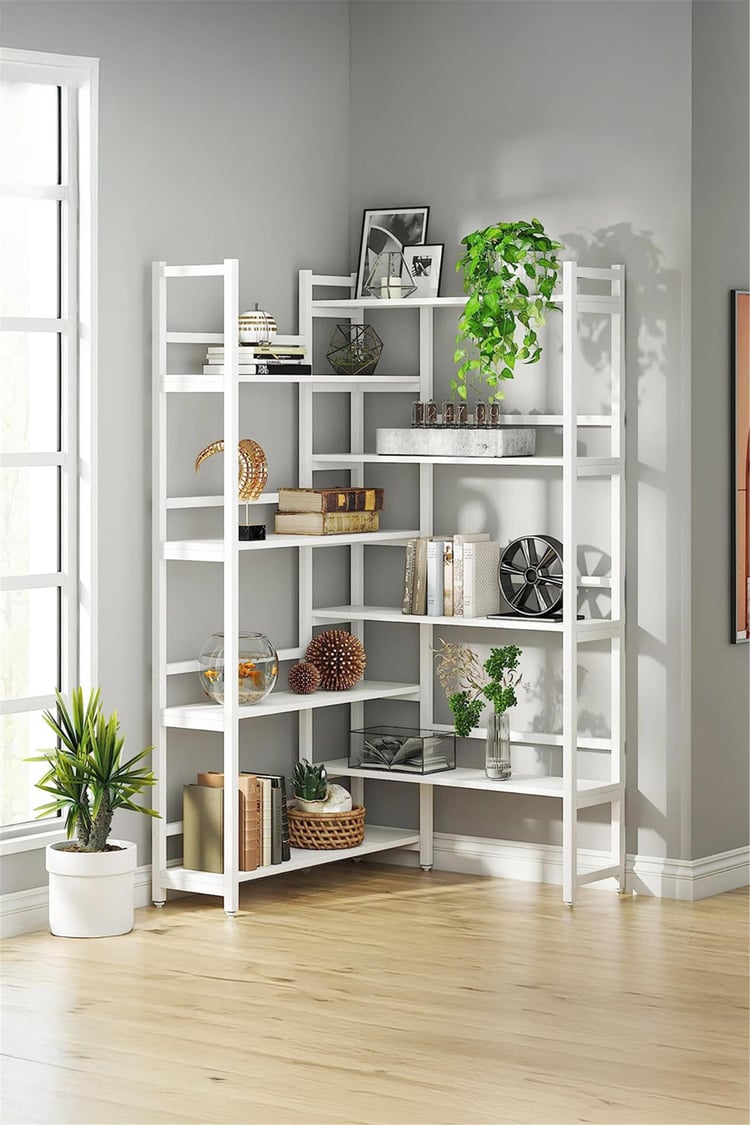 Deconode Style Köşe Kitaplık Beyaz- Beyaz DN1056BB