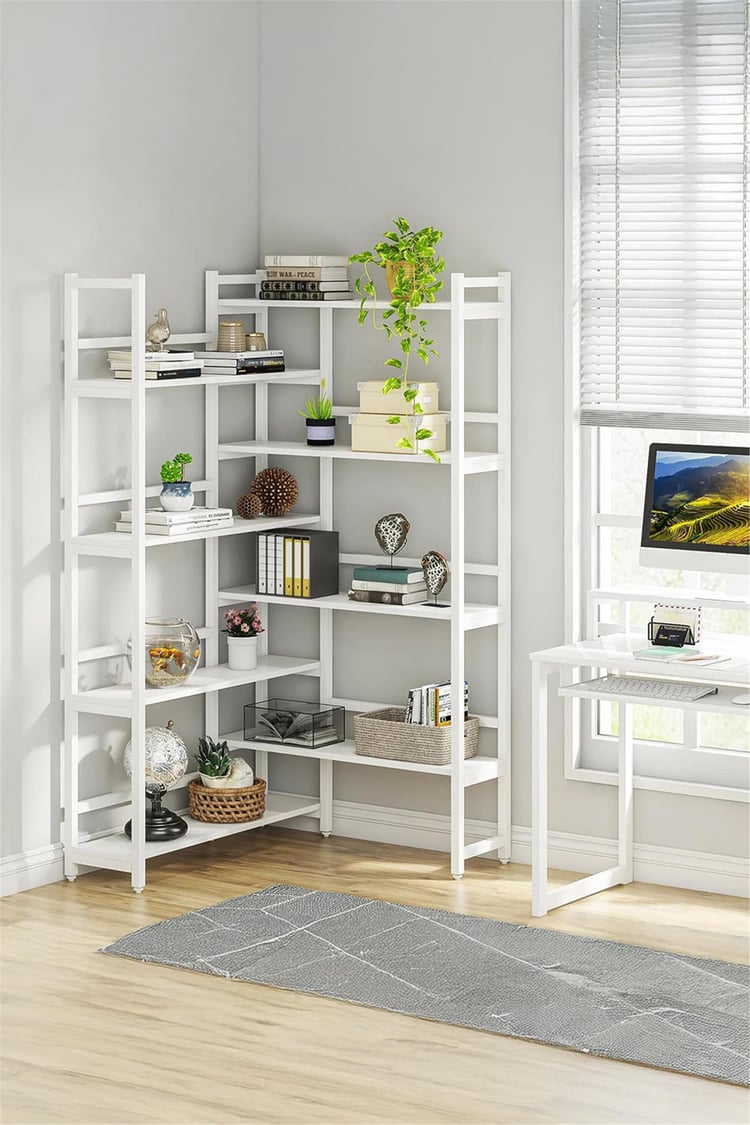 Deconode Style Köşe Kitaplık Beyaz- Beyaz DN1056BB