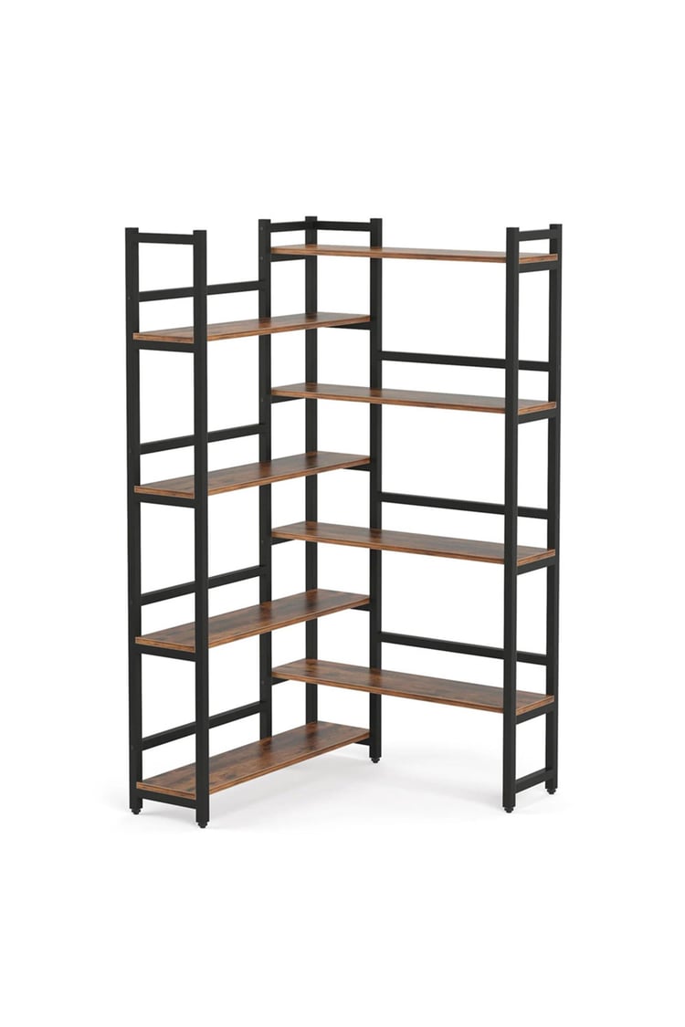 Deconode Style Köşe Kitaplık Siyah-Kahverengi DN1056SK