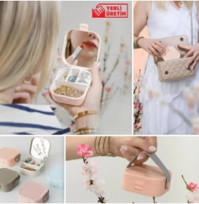 Decorev Taşınabilir Makyaj Takı Kutusu – Mini Boy Aynalı Organizer