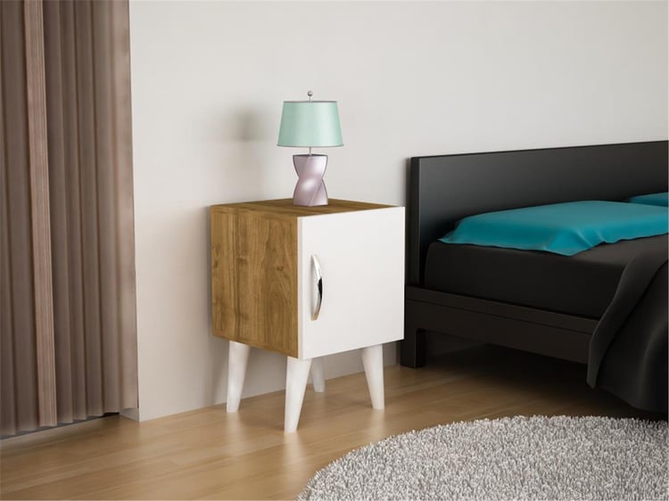 Dekorister Bellini 1 Kapaklı Komodin BeyazCeviz