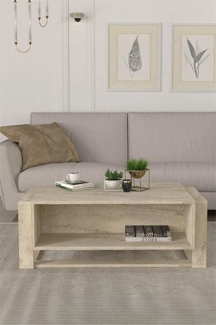 Dekorister Bianco Orta Sehpa Traverten