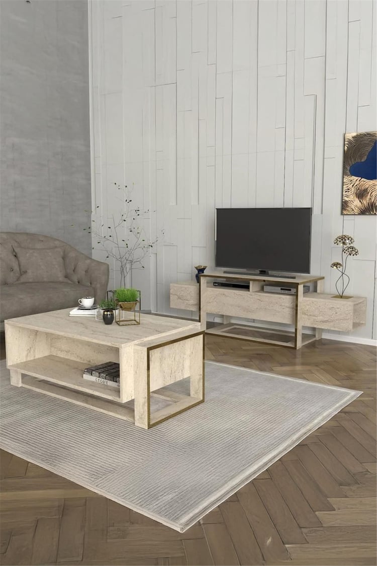 Dekorister Bianco Orta Sehpa Traverten