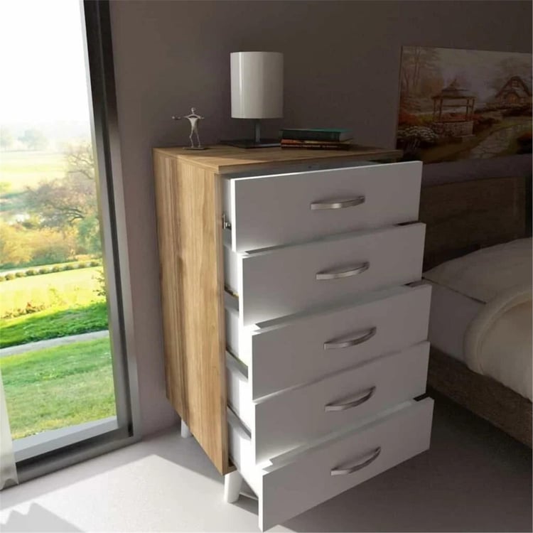 Dekorister Cemre 5 Çekmeceli Şifonyer BeyazCeviz