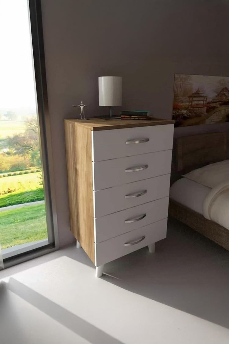 Dekorister Cemre 5 Çekmeceli Şifonyer BeyazCeviz