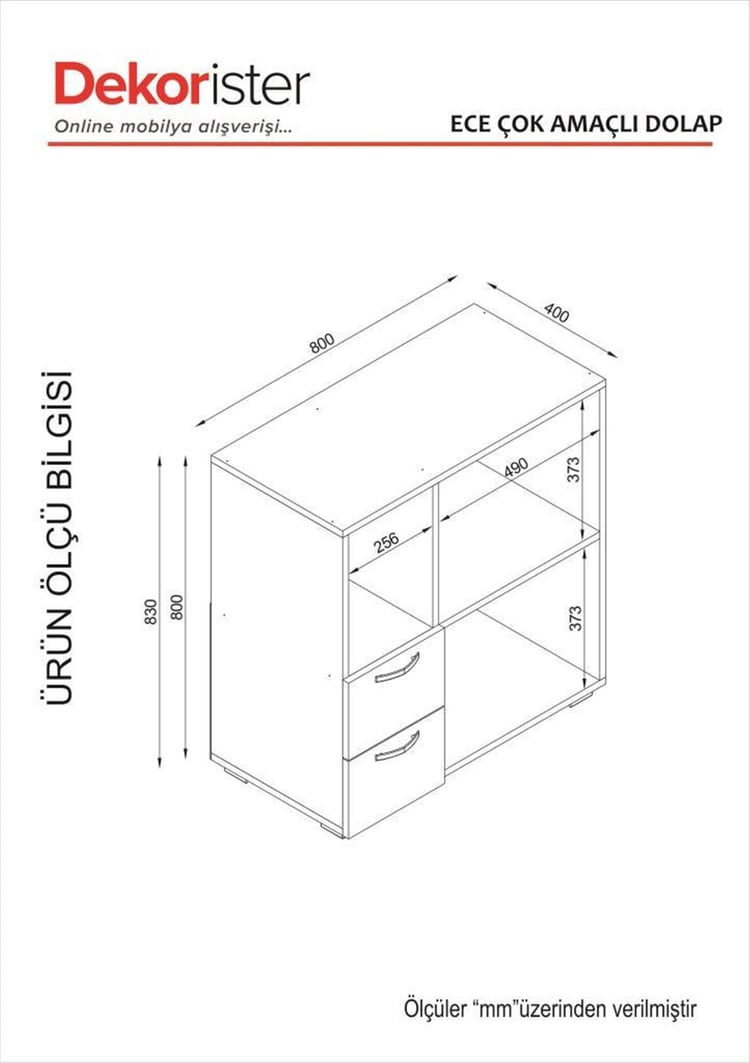 Dekorister Ece Çok Amaçlı Dolap  Mutfak Dolabı Beyaz