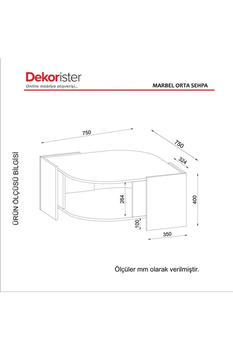 Dekorister Exclusive Marbel Orta Sehpa Kumtaşı-Traverten