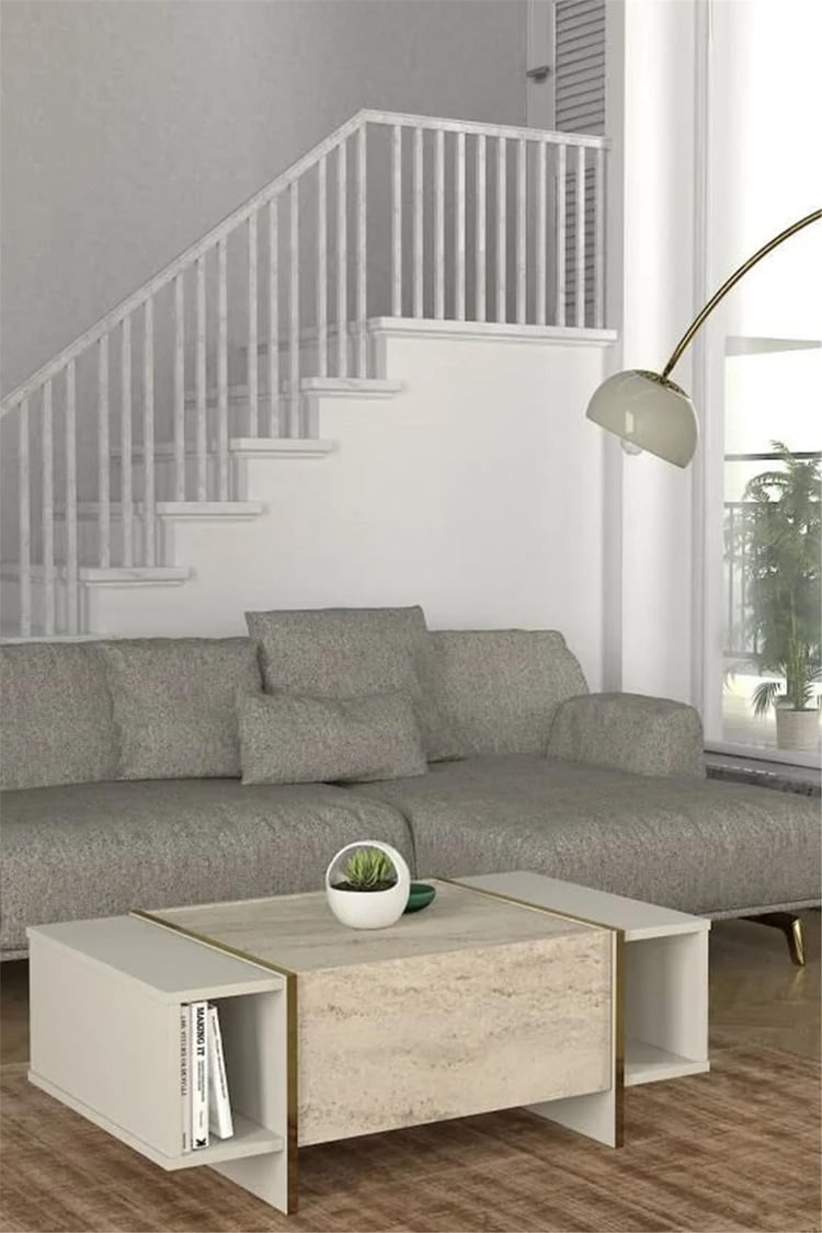 Dekorister Exclusive Veyron Orta Sehpa Kumtaşı-Traverten