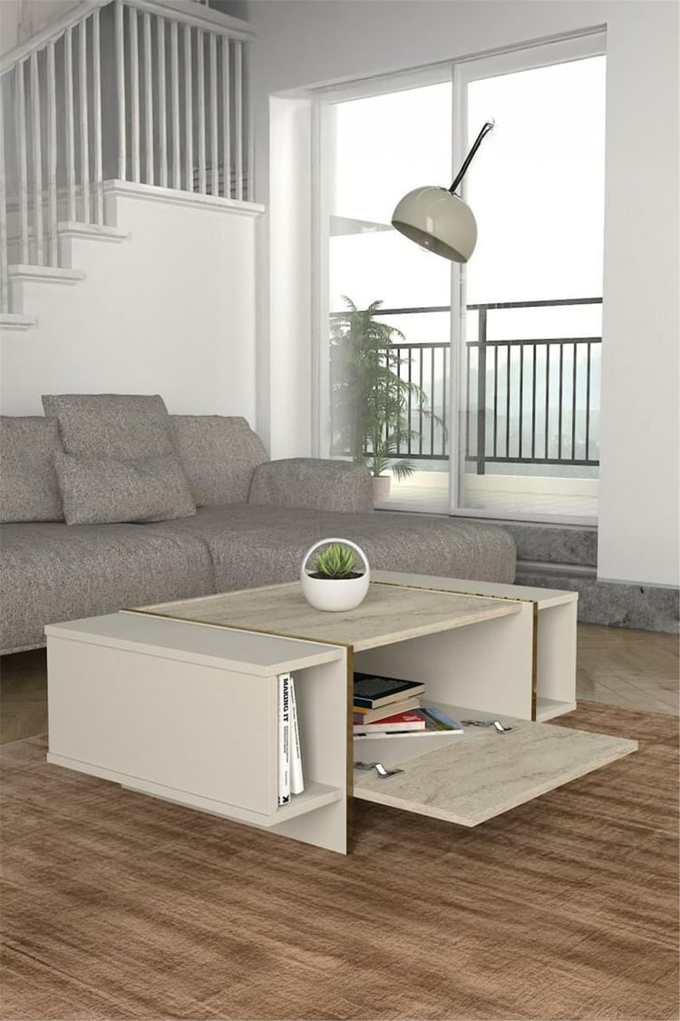 Dekorister Exclusive Veyron Orta Sehpa Kumtaşı-Traverten