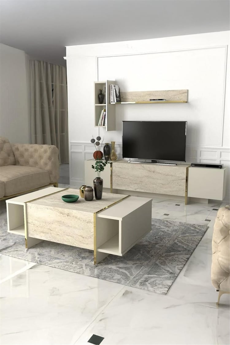 Dekorister Exclusive Veyron Orta Sehpa Kumtaşı-Traverten