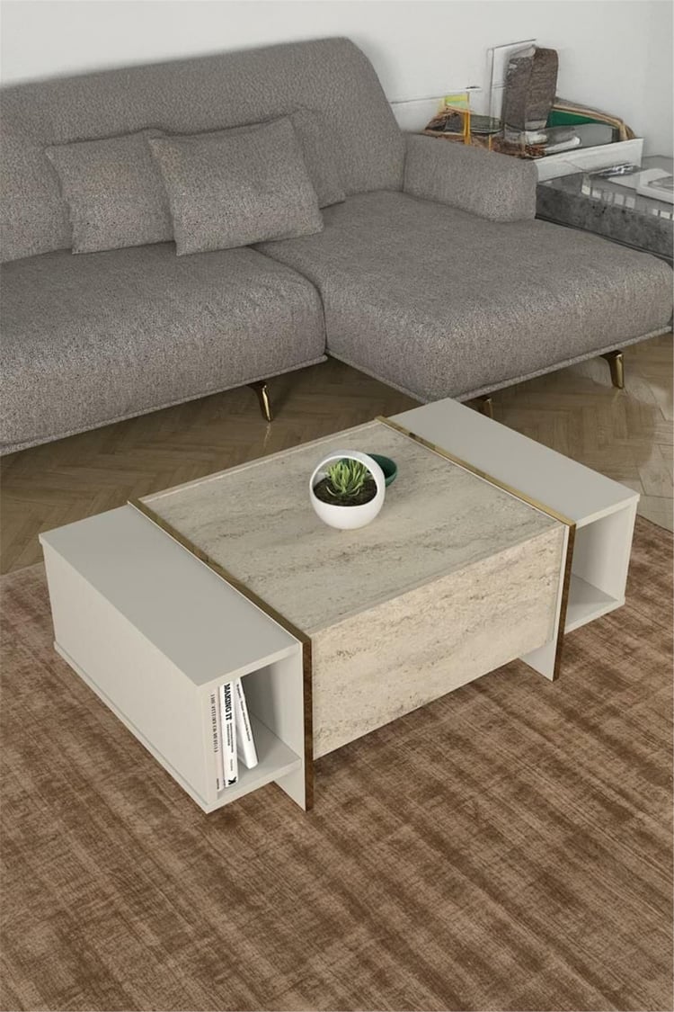 Dekorister Exclusive Veyron Orta Sehpa Kumtaşı-Traverten