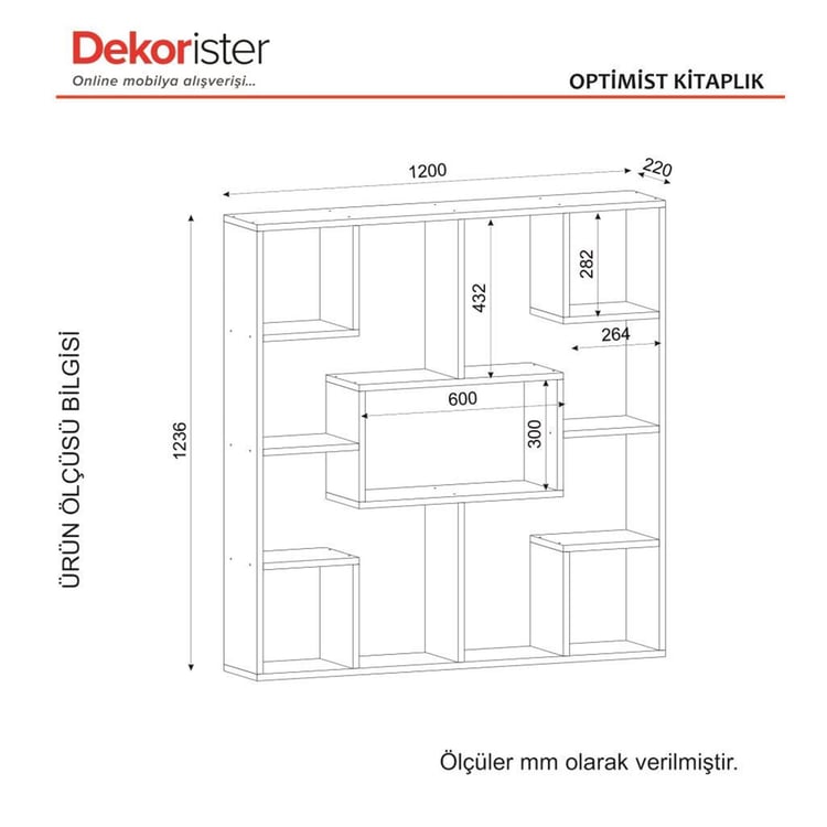 Dekorister Optimist Kitaplık Beyaz