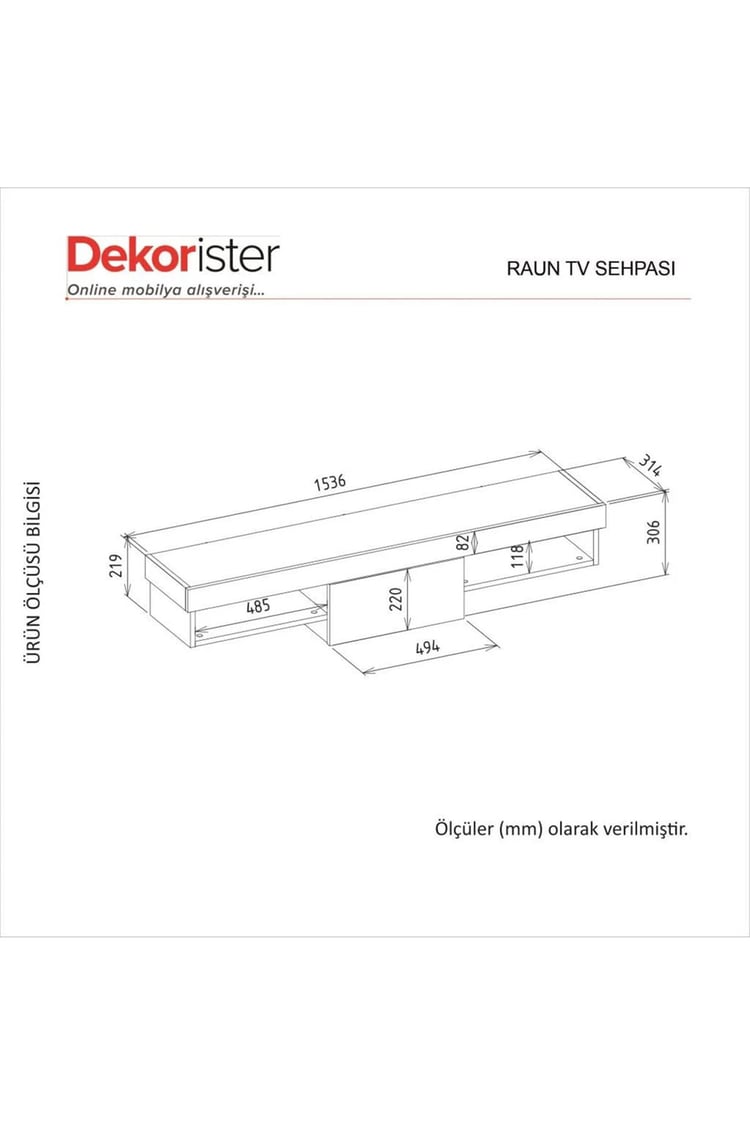 Dekorister Raun Tv Sehpası Sepet - Antrasit
