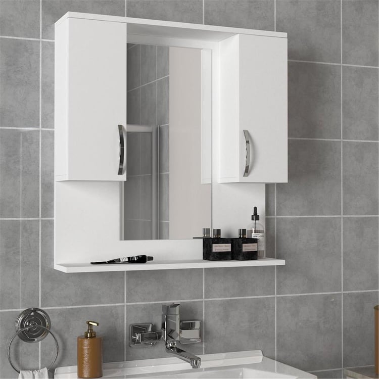 Dekorister Tiger Aynalı Banyo Dolabı Etajer Beyaz