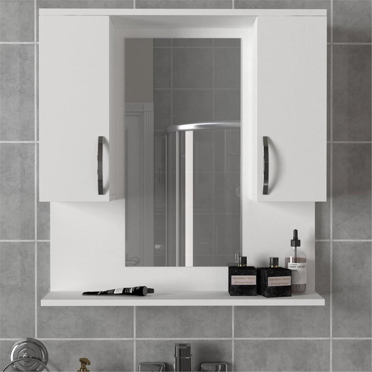 Dekorister Tiger Aynalı Banyo Dolabı Etajer Beyaz