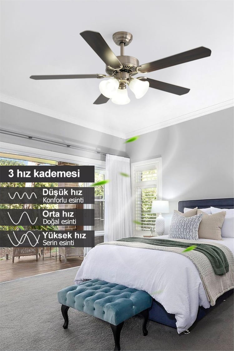 DLC Brısote Mat Krom Tavan Vantilatörü 132cm (DCF-X52140N)