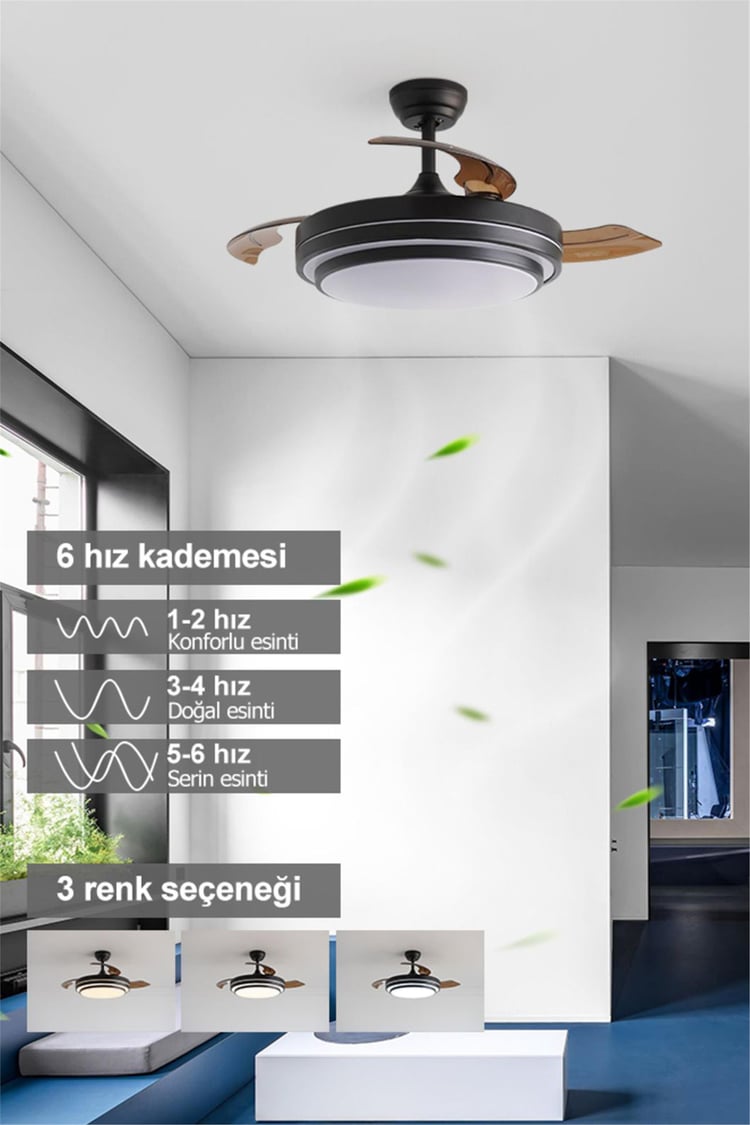 DLC vespero Led Tavan Vantilatörü Kumandalı 106 Cm (IBCF-D01)