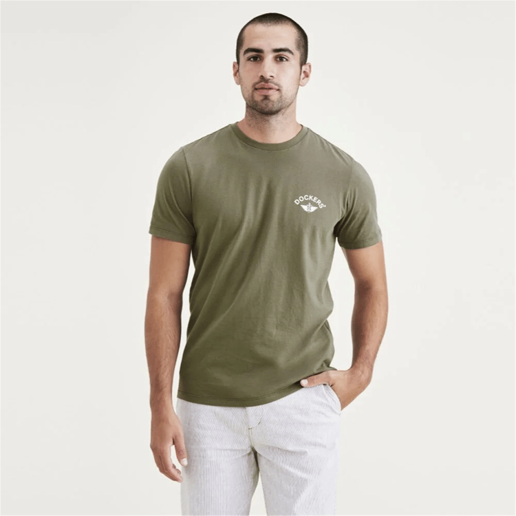Dockers A110301730 300 Green Erkek Grafık Logo Slım T-Shırt