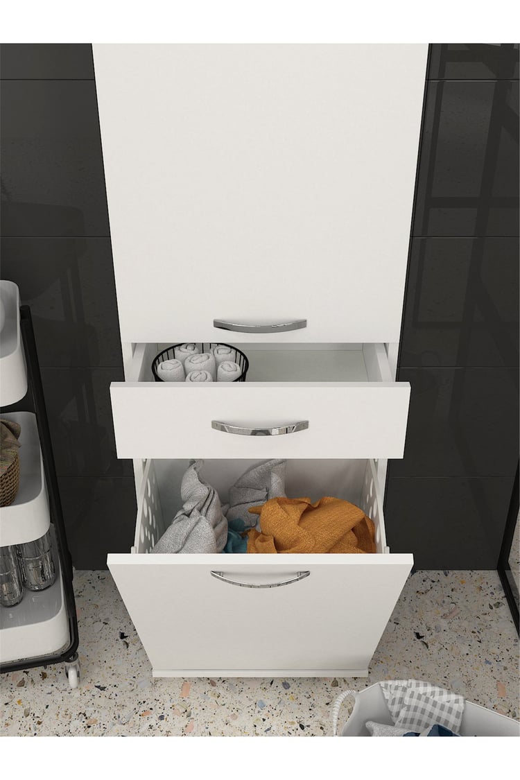 Dorpek Ayris Çok Amaçlı Dolap Kiler Dolabı Mutfak Banyo Dolabı Beyaz