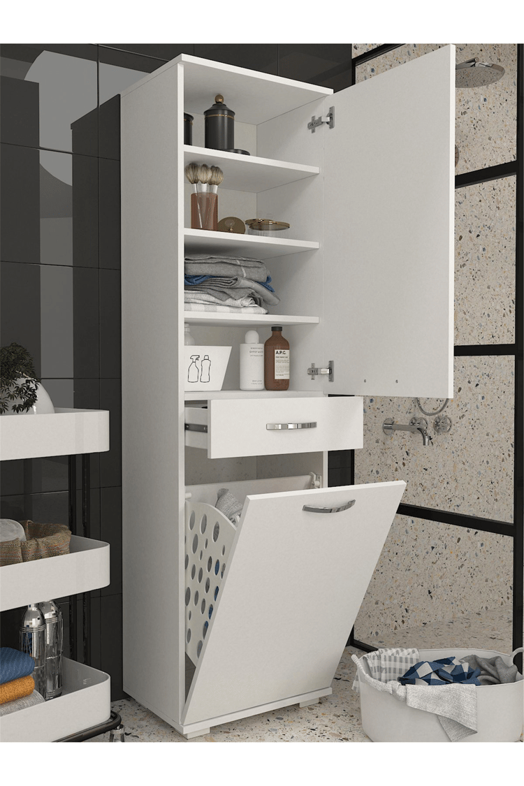 Dorpek Ayris Çok Amaçlı Dolap Kiler Dolabı Mutfak Banyo Dolabı Beyaz