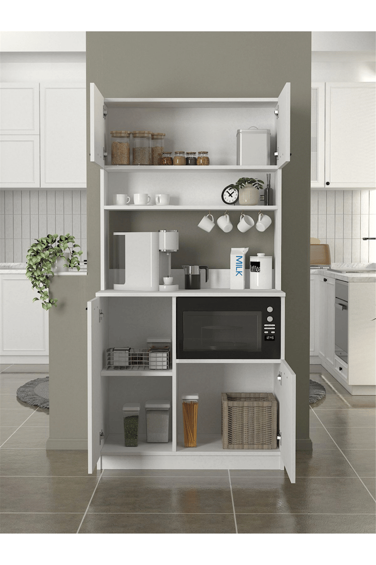 Dorpek Tuco 2 Çok Amaçlı Mutfak Dolabı & Mikrodalga Fırın Dolabı & Banyo Dolabı 180x90 Cm Beyaz