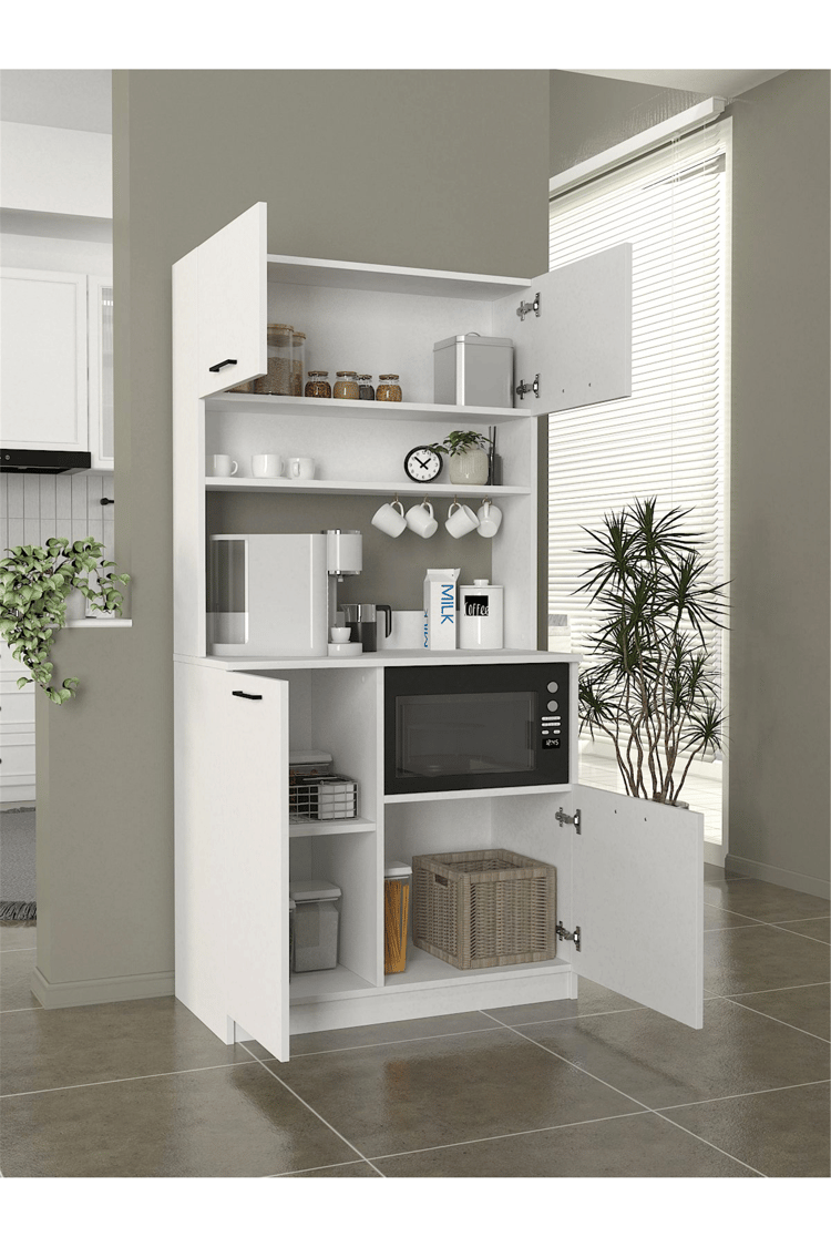 Dorpek Tuco 2 Çok Amaçlı Mutfak Dolabı & Mikrodalga Fırın Dolabı & Banyo Dolabı 180x90 Cm Beyaz