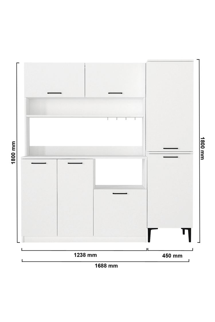 Dorpek Tuco 3 Kapakli Mutfak Dolabı, Kahve Dolabı & Singa Çok Amaçlı Dolap Beyaz
