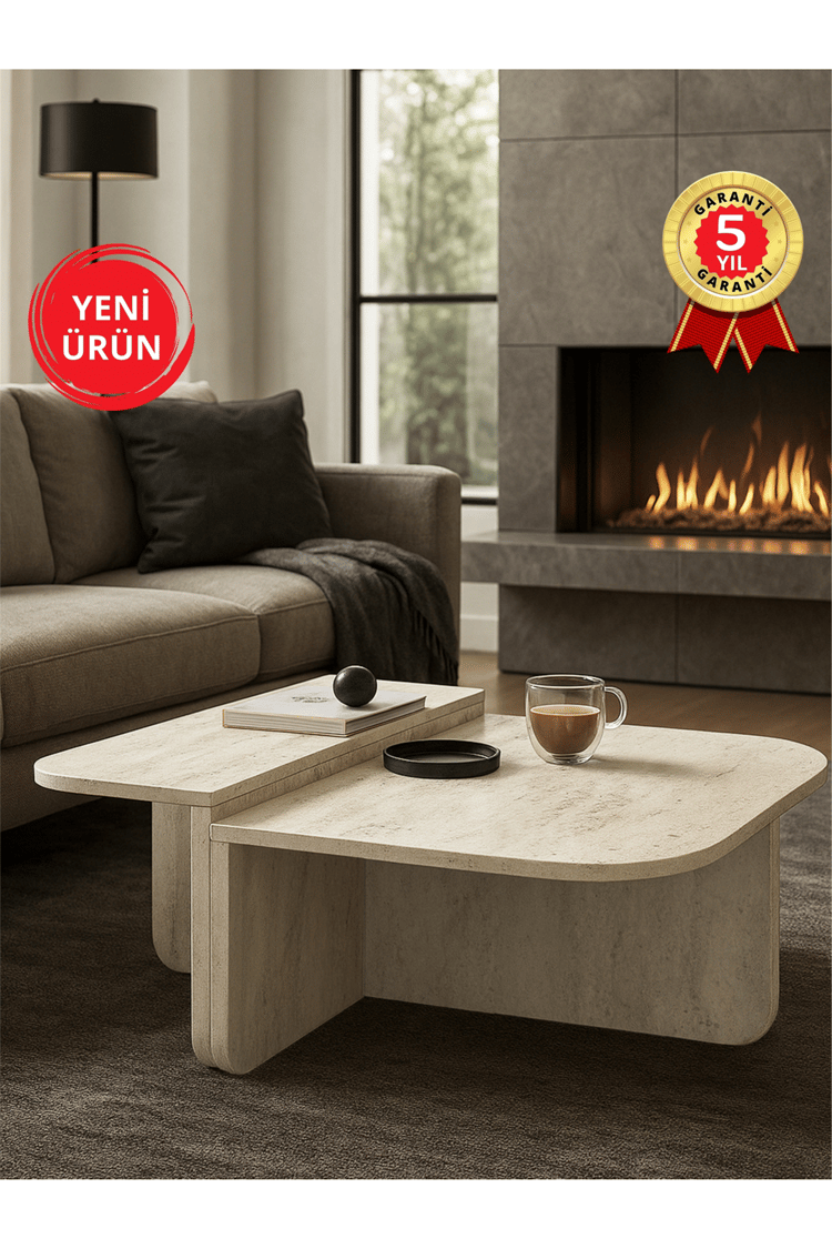 Dorpek Valya Orta Sehpa Traverten - Modern ve Şık Tasarım